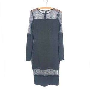 NWOT Misguided Black Long Sleeve Lace Midi Dress Sz 12